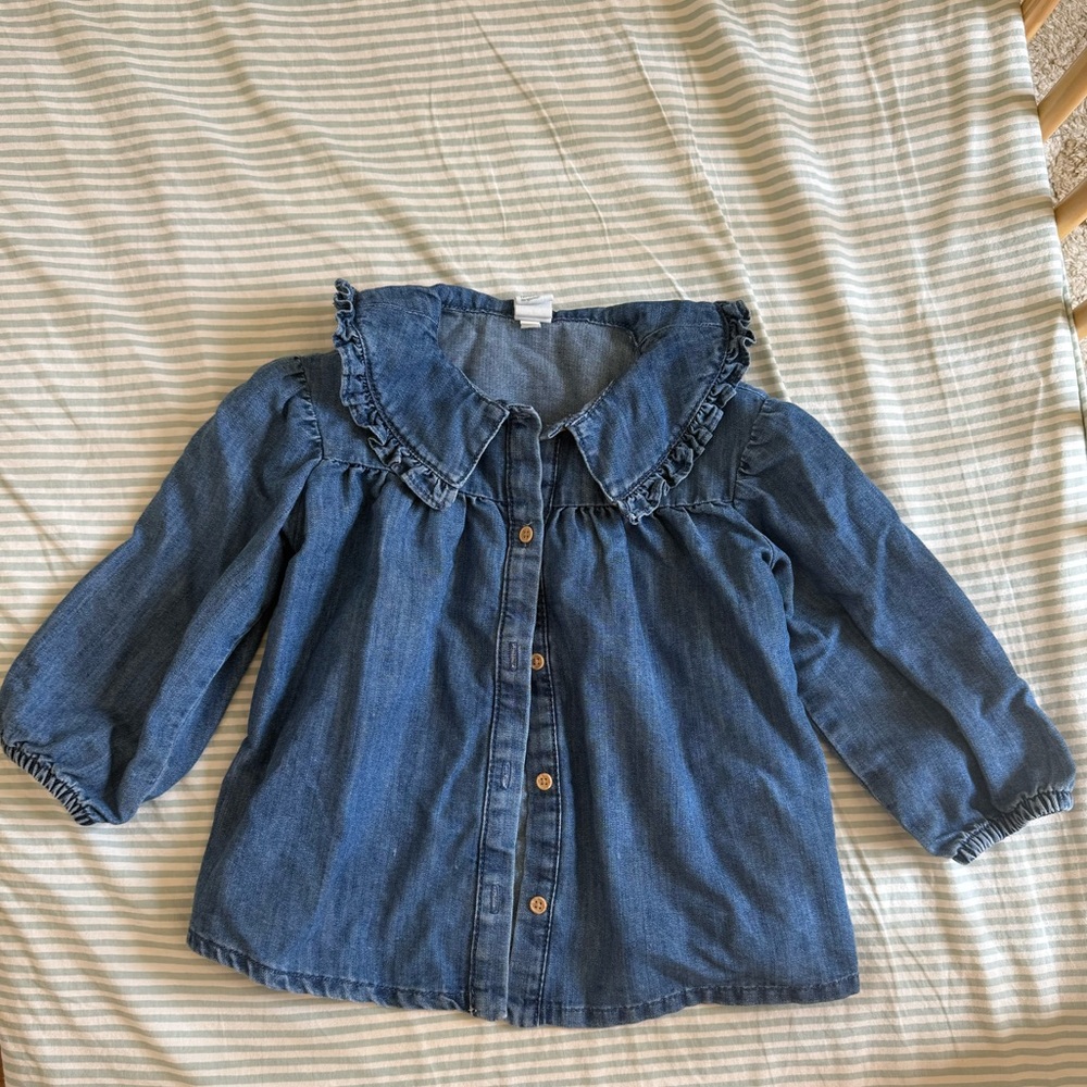 H&M Girls Ruffled Chambray Top